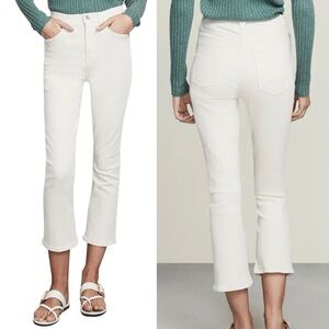 Veronica Beard Carly High Rise Kick Flare Jean in Ecru